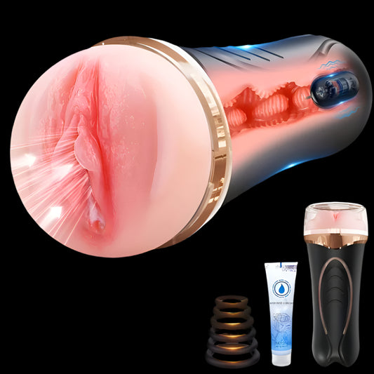 🔥 ToysPleasure™ Vibrating Male Masturbator – Realistic Fleshy Feel with 10 Vibration Modes
